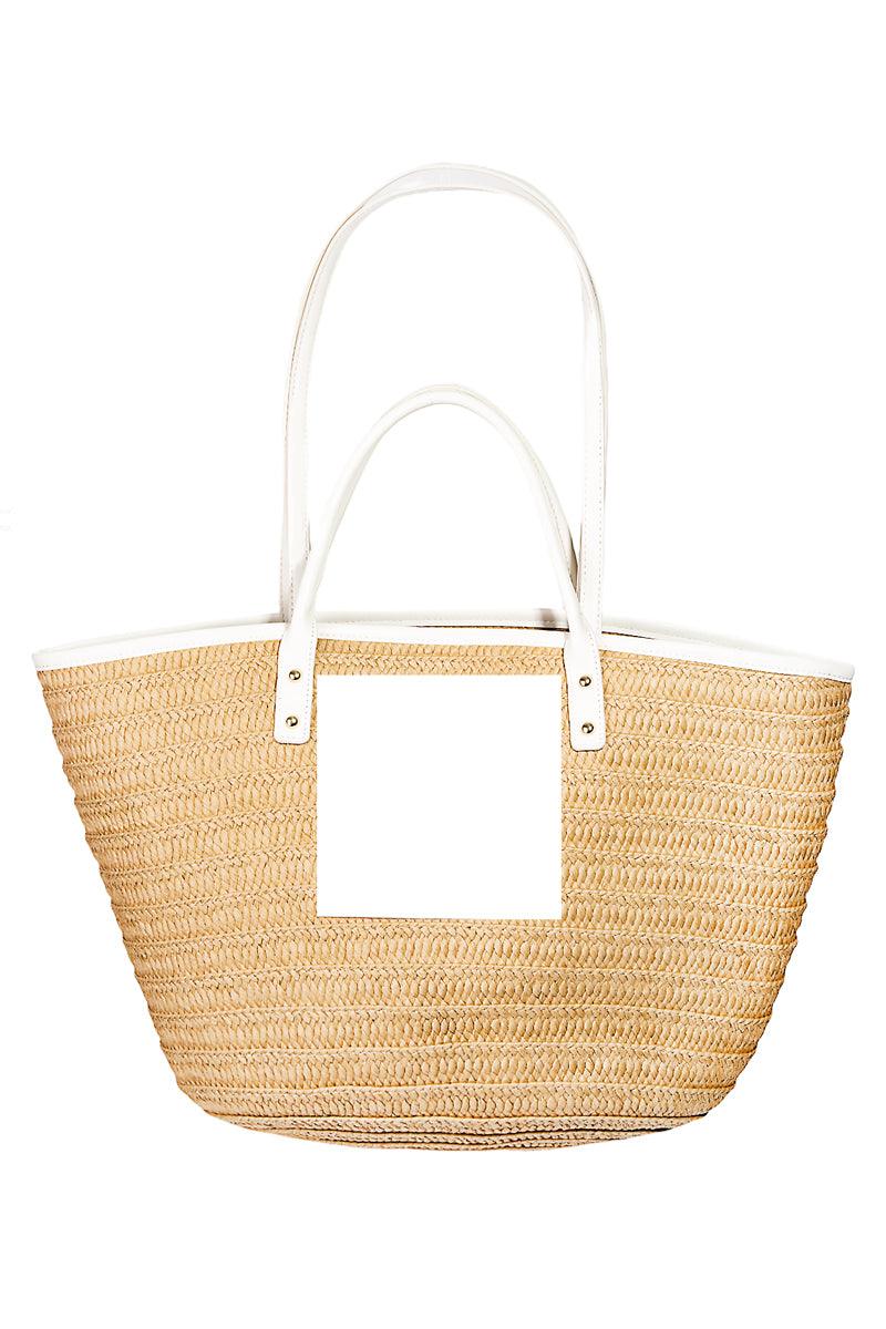 Straw Braided Leather Tote Bag