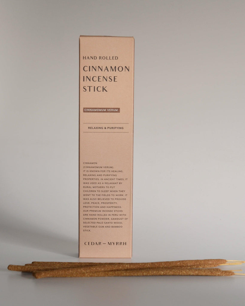 Hand Rolled Cinnamon Incense Stick, artisanal incense with a warm and inviting fragrance, creating a cozy and comforting ambiance.