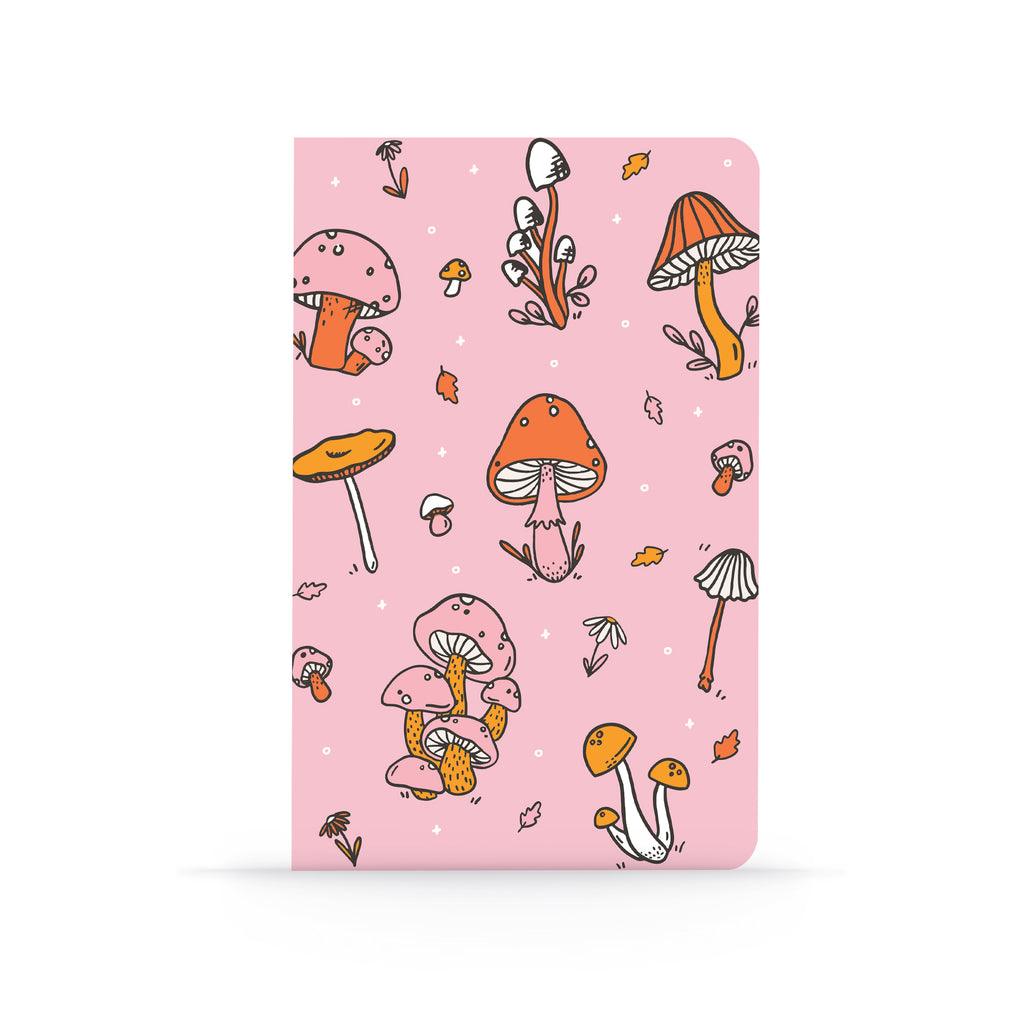 Pink Mushrooms Notebook featuring a captivating mushroom design on a soft pink cover.