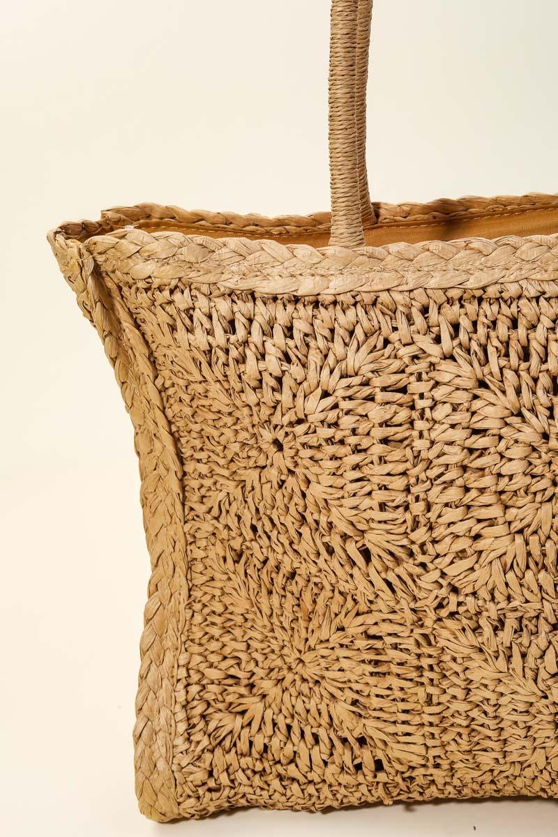 Straw Braided Rectangle Tote Bag