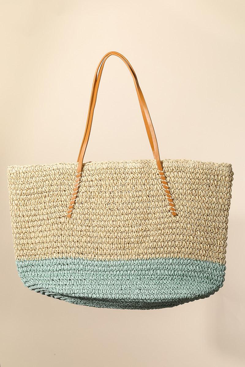 Straw Braided Beach Tote Bag