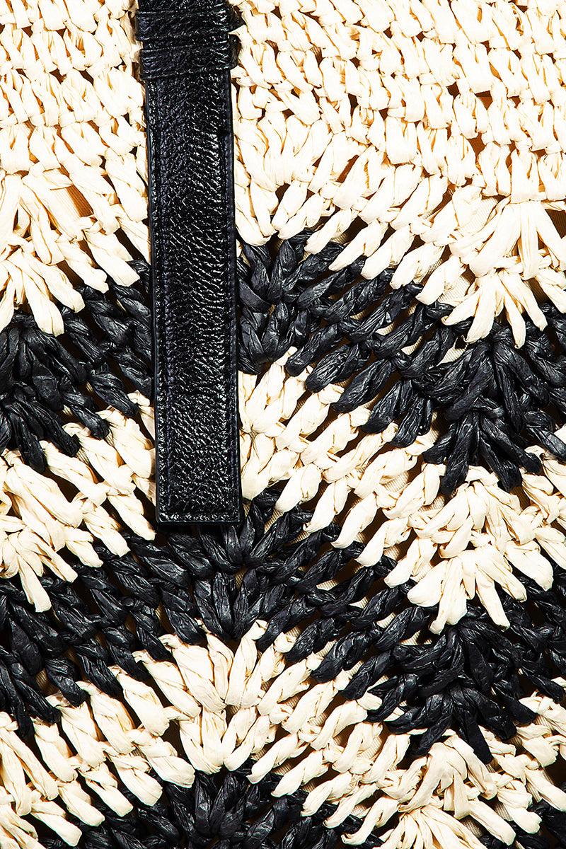 Zig Zag Stripe Braided Tote Bag