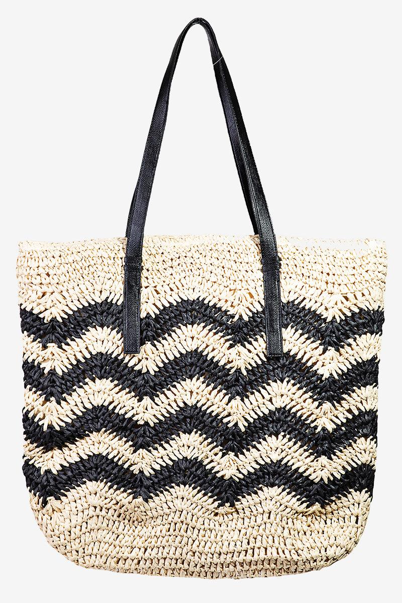Zig Zag Stripe Braided Tote Bag