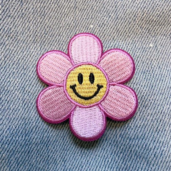 Smiley Daisy Patch - Pink