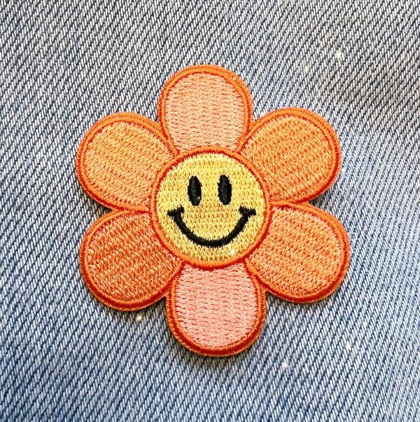 Smiley Daisy Patch - Orange