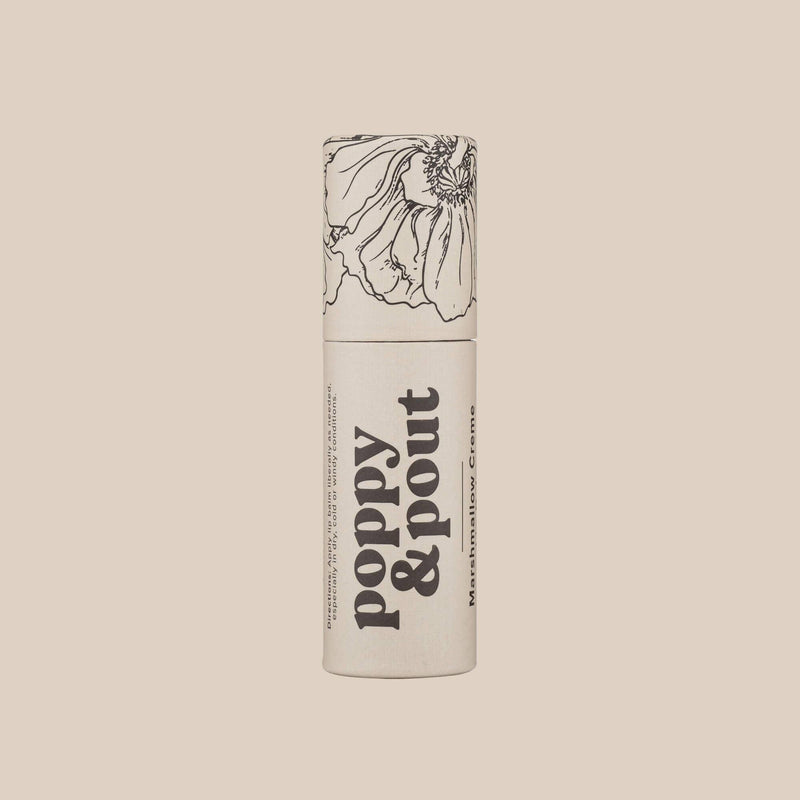 Poppy & Pout Lip Balm - Marshmallow Creme - Organic Lip Care for Velvety Soft and Hydrated Lips