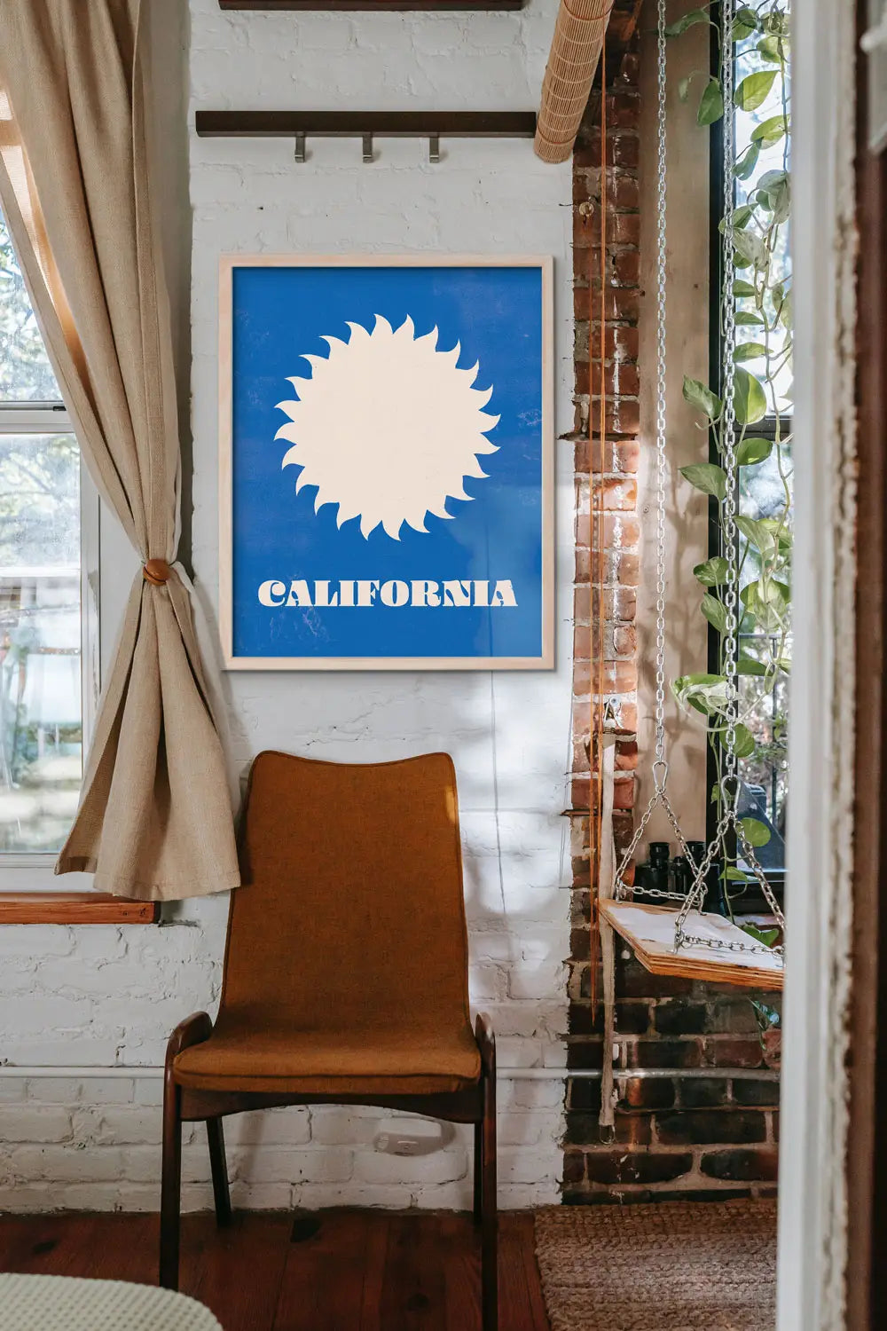 Artistic print portraying the radiant energy and beauty of California's sun, surf, and landscapes.