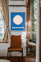 Artistic print portraying the radiant energy and beauty of California's sun, surf, and landscapes.