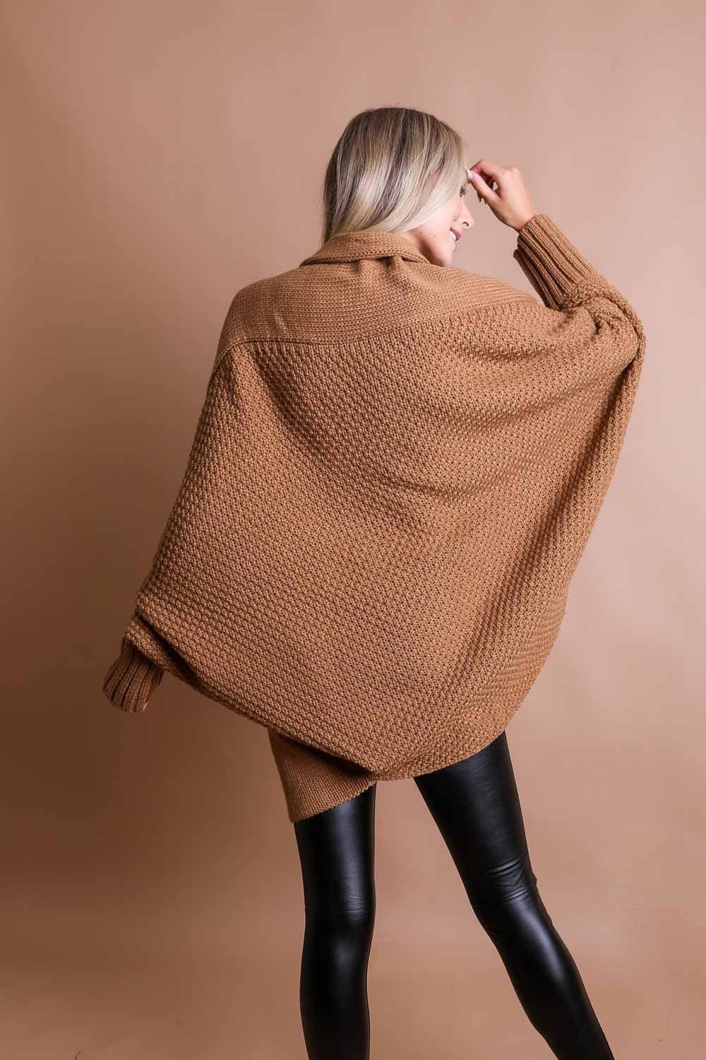 Bat Sleeve Knit Cardigan - Effortless style and comfort in every stitch.