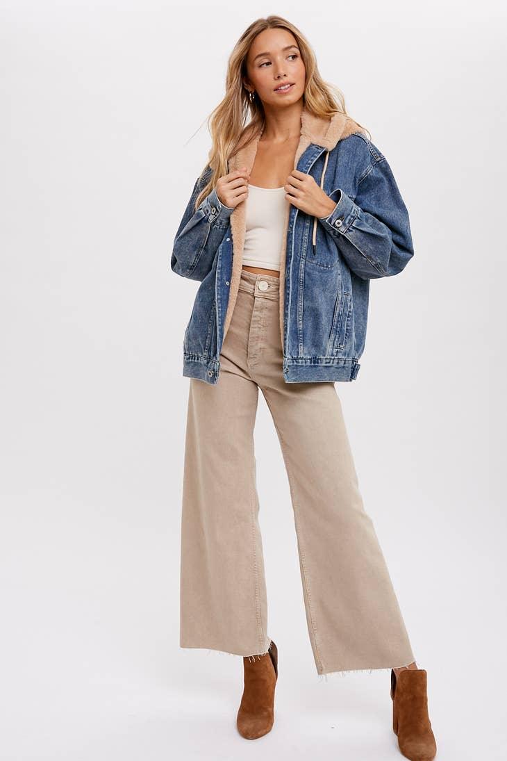 Fur Denim Jacket - A stylish blend of faux fur and classic denim, perfect for embracing warmth and timeless chic.