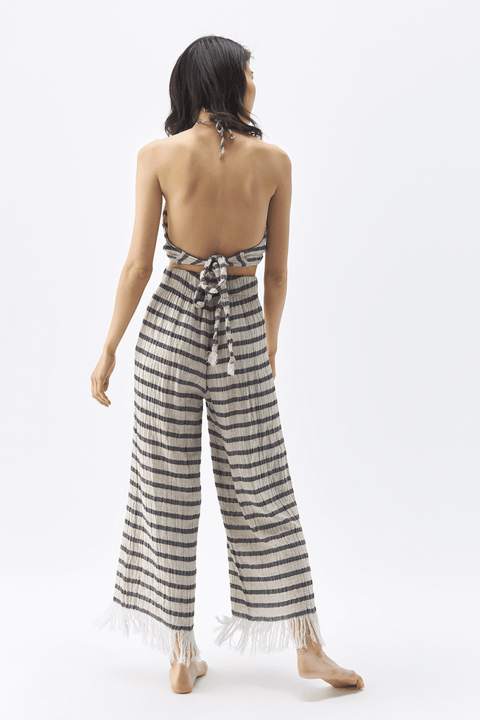 Linen Striped Pants - Classic stripes in breathable linen for timeless style. Relaxed fit and elastic waist for all-day comfort. Elevate your wardrobe with these chic and versatile pants.
