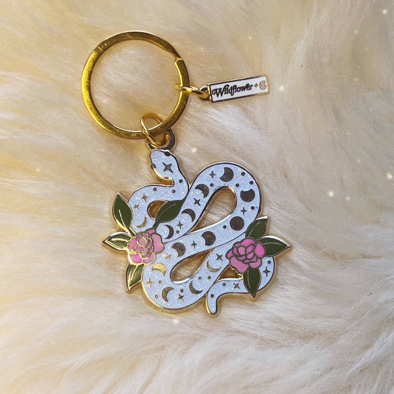 Serpent Enamel Keychain - Captivating accessory featuring a serpent design in vibrant enamel.