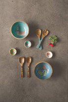 Frida Mango Wood Servers Set - Scandinavian-inspired floral design on sustainable mango wood servers.