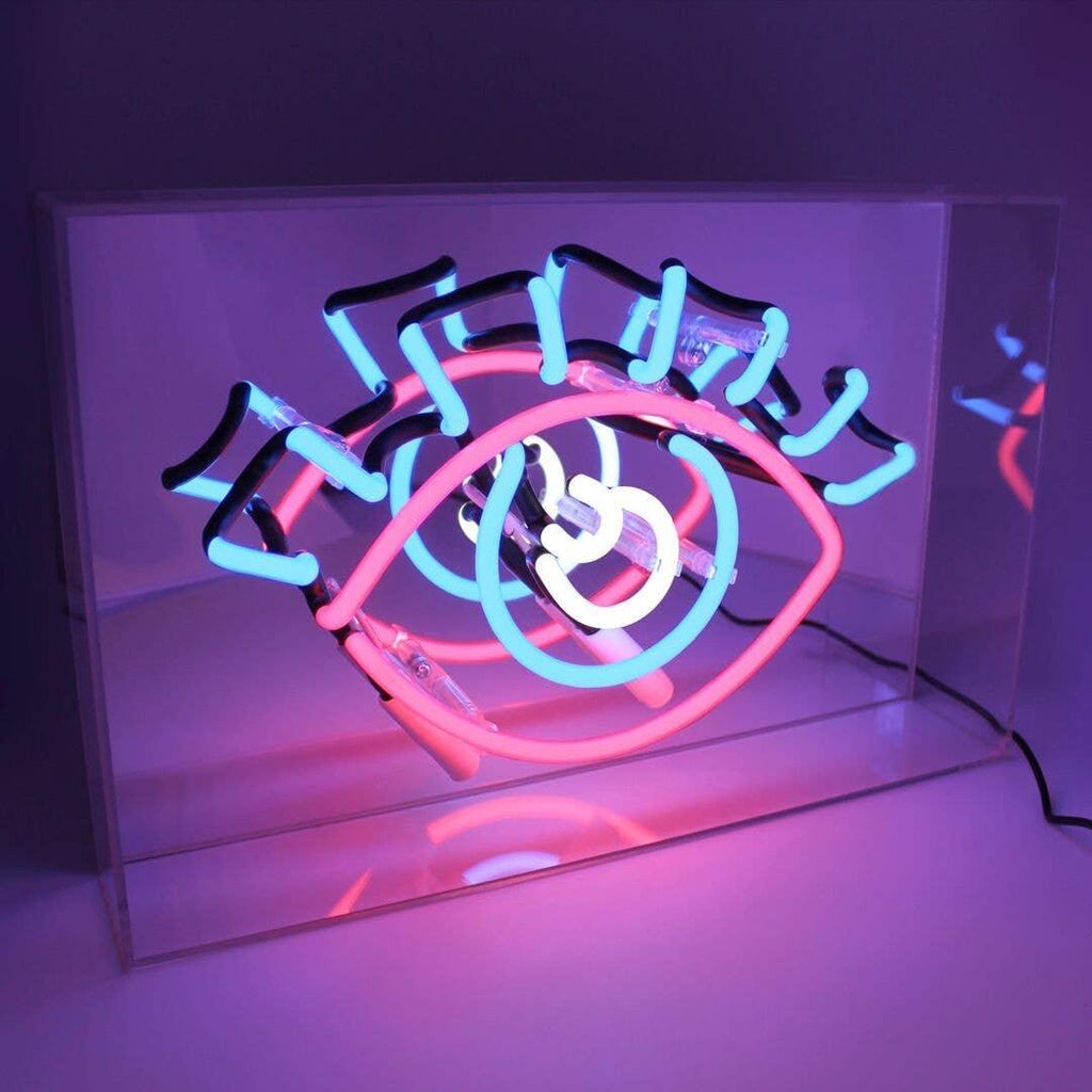 FORMA's Neon Eye Light, a striking neon sign symbolizing perception, adding intrigue and style to your decor.