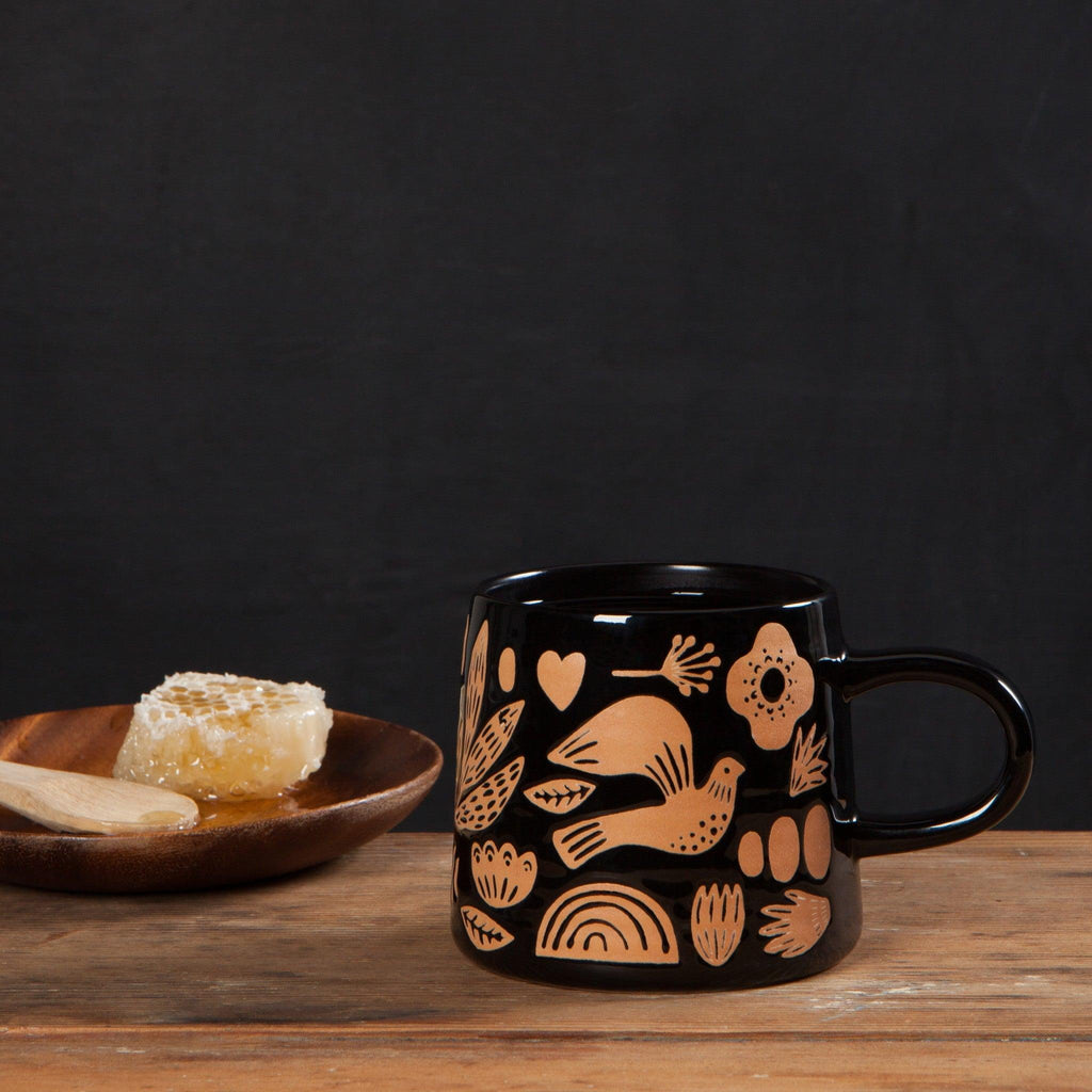 Myth Imprint Mug - Modernized Greco-Roman motif mug with ribbed texture and engaging patterns.