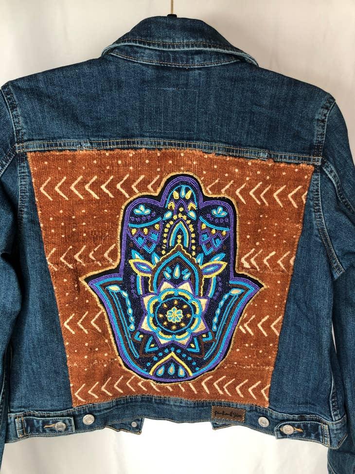 Hand Beaded Hamsa Levi's Jacket