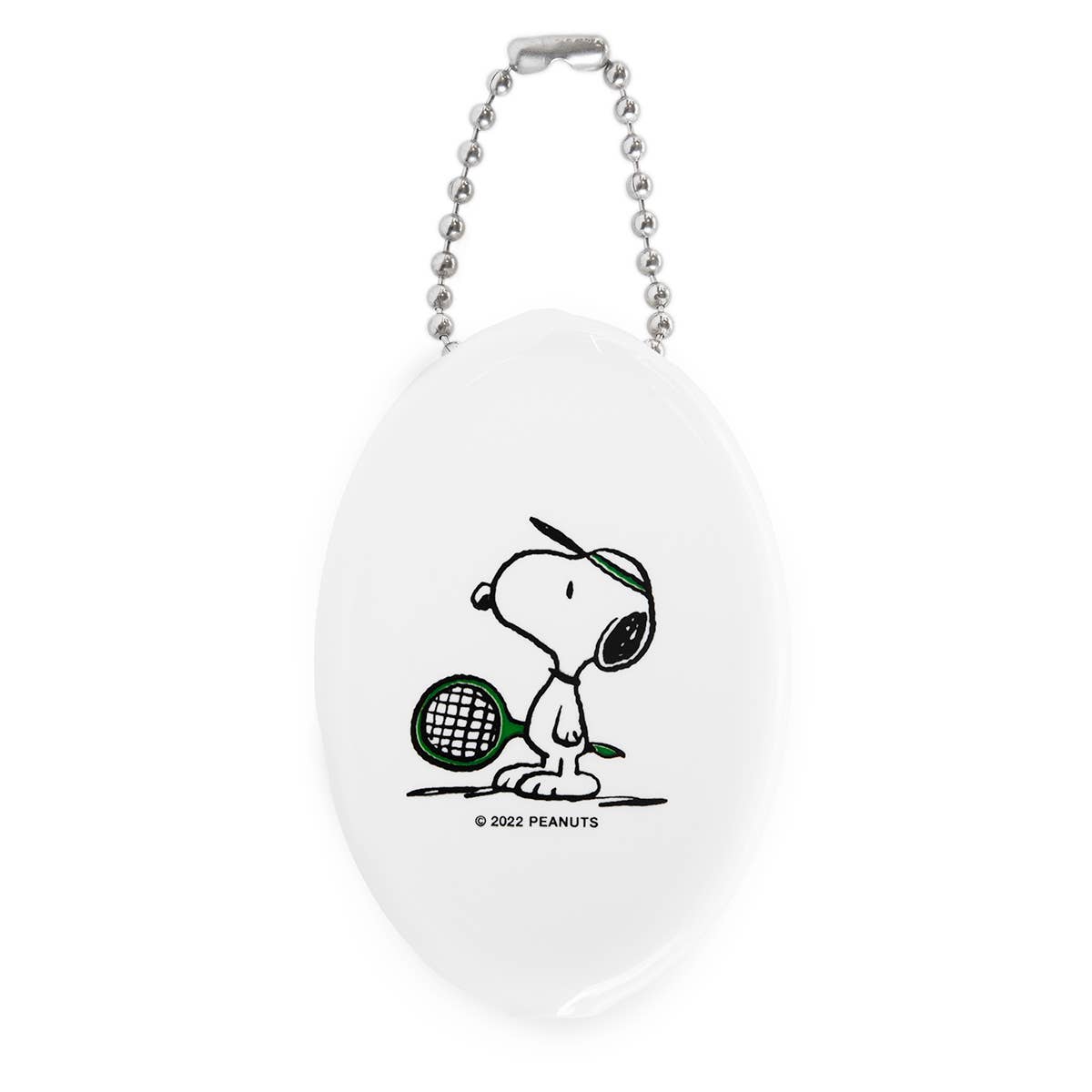 Peanuts® Snoopy Tennis Coin Pouch featuring Snoopy holding a tennis racket.