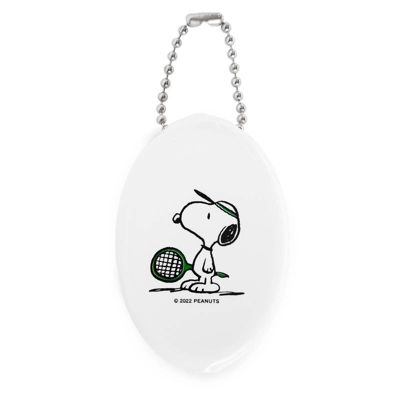 Peanuts® Snoopy Tennis Coin Pouch featuring Snoopy holding a tennis racket.