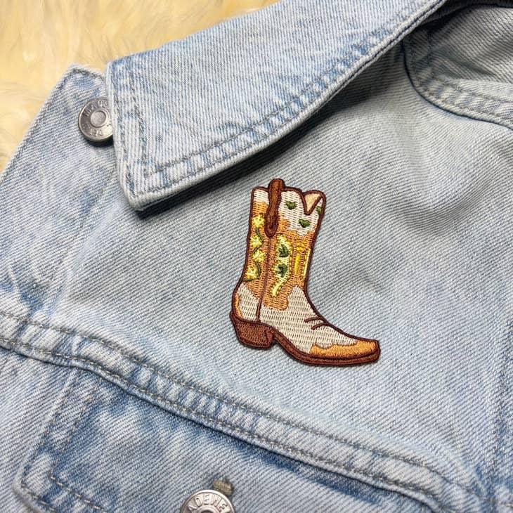 Cowgirl Boot Patch, showcasing a detailed design of a classic cowgirl boot, reflecting the charm of the wild west.