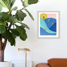 Vibrant print of women surfers enjoying the waves, embodying the spirit of fun and freedom.