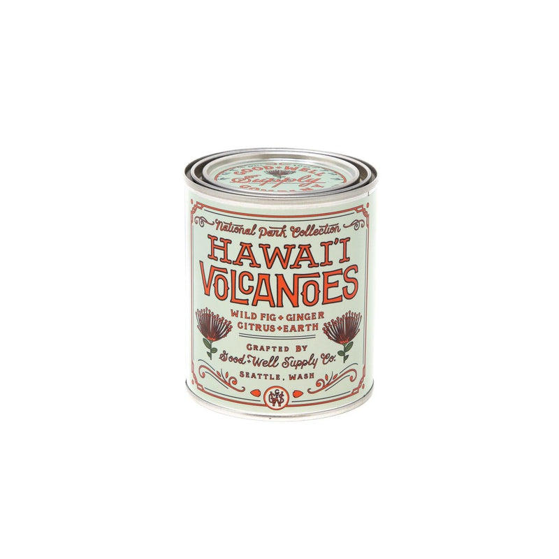 Hawai'i Volcanoes Soy Candle in sustainable packaging, releasing a captivating, tropical scent inspired by the island's landscapes.