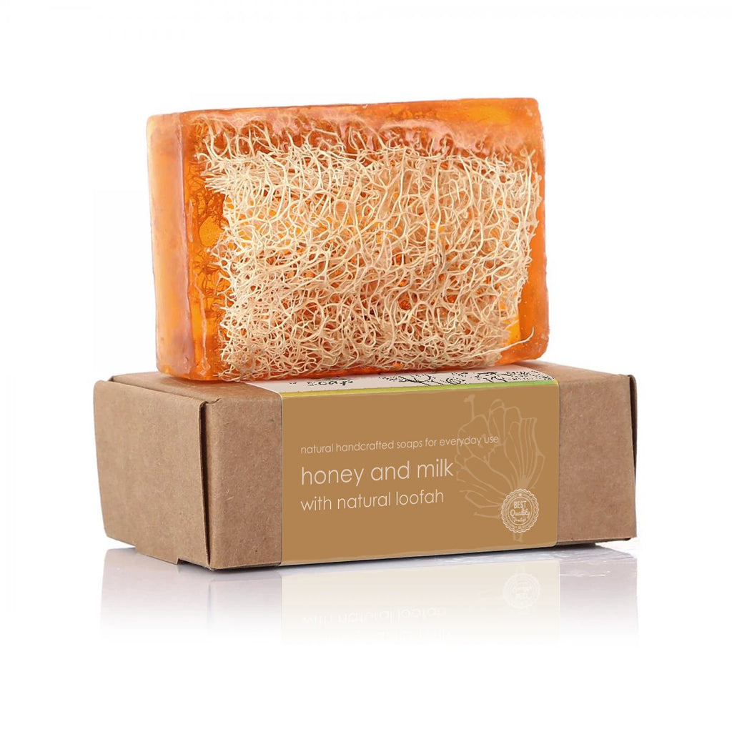 Honey and Milk Soap with Loofah, a decadent blend for nourished and exfoliated skin.