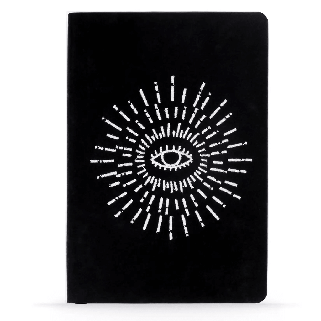 Awakening Embroidered Journal - A beautifully crafted journal with intricate embroidery on the cover, perfect for capturing creativity.