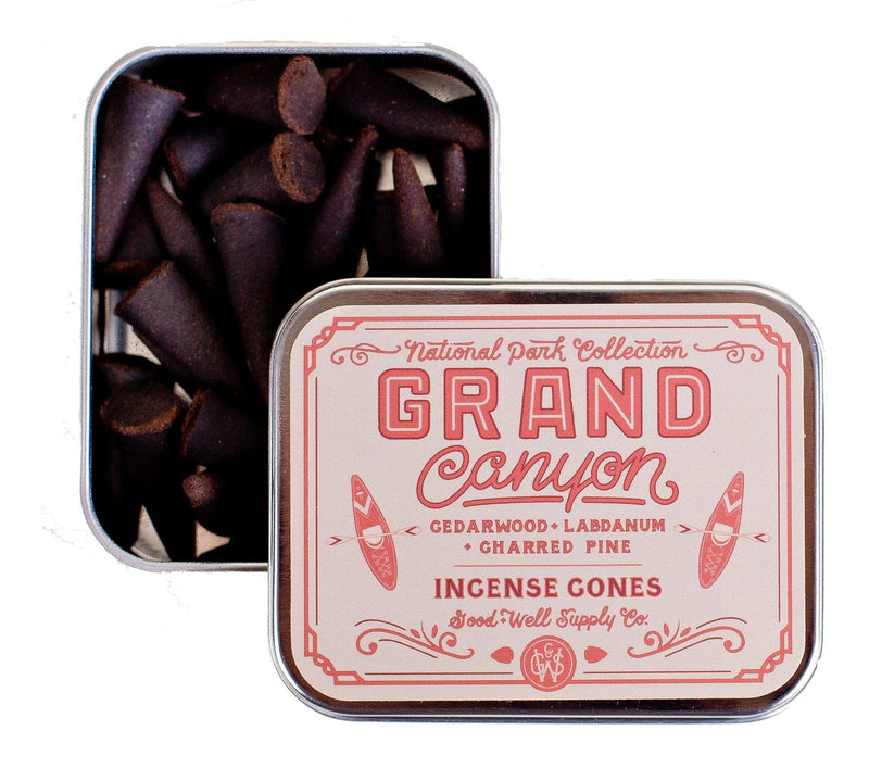 Grand Canyon Incense sticks displayed against a panoramic view of the Grand Canyon, embodying the product's crisp, timeless aroma.