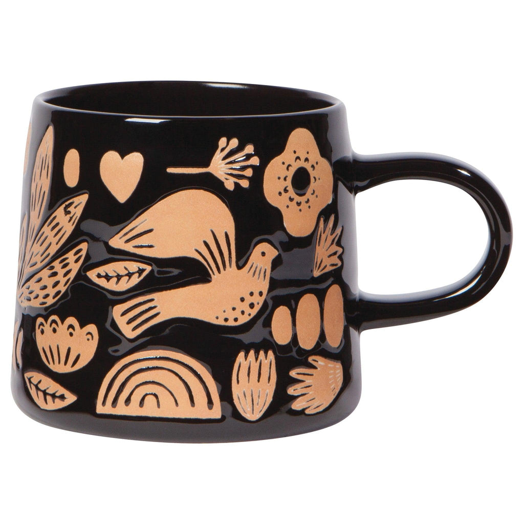 Myth Imprint Mug - Modernized Greco-Roman motif mug with ribbed texture and engaging patterns.