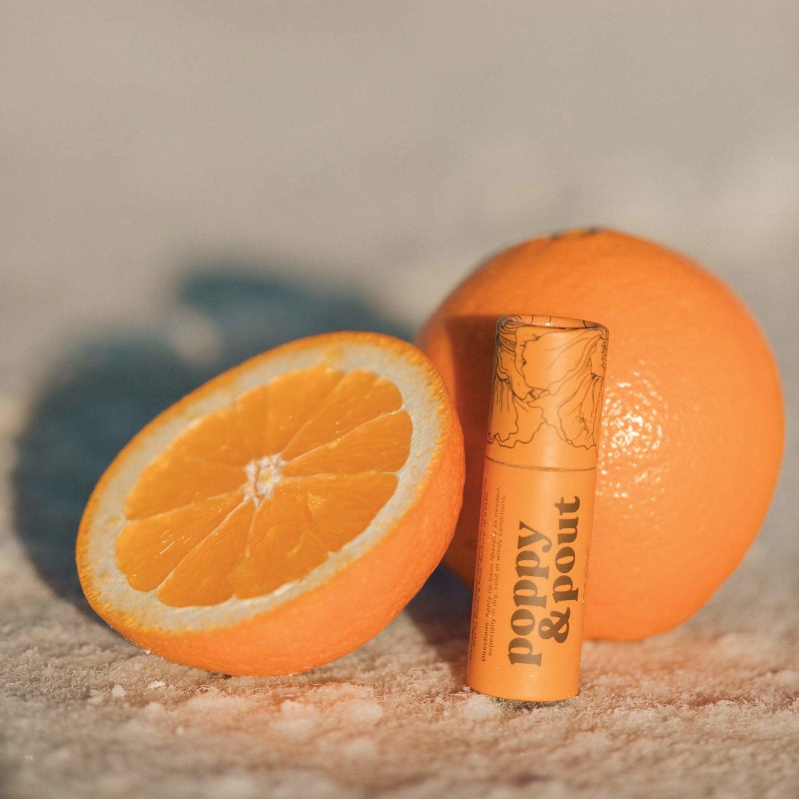Poppy & Pout Lip Balm - Orange Blossom - Organic Lip Care for Soft and Fresh Lips