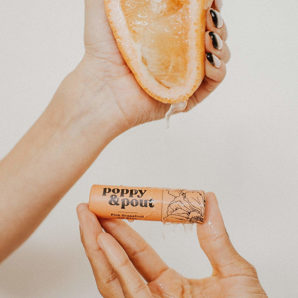 Poppy & Pout Lip Balm - Pink Grapefruit - Organic Lip Care for Soft and Refreshed Lips