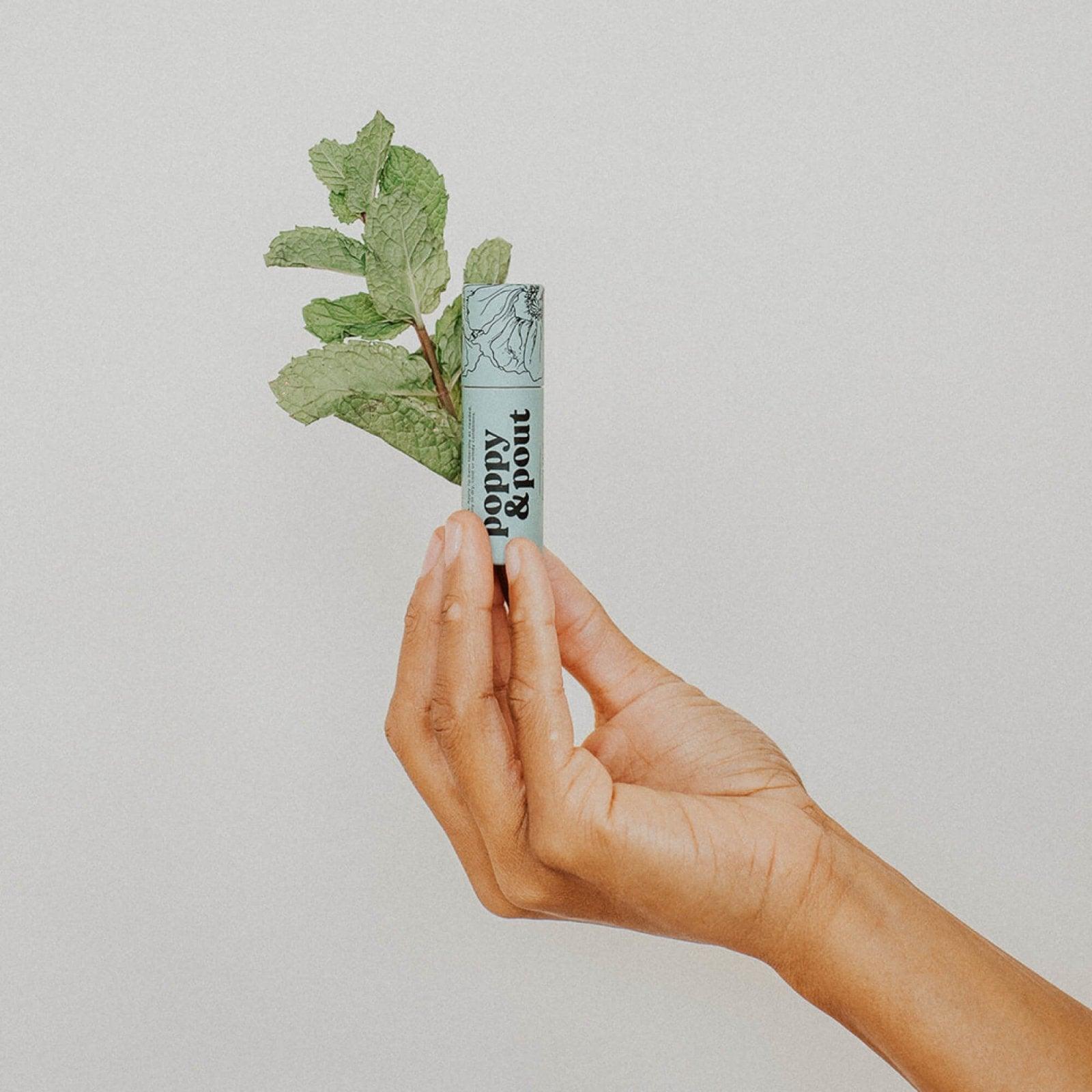 Poppy & Pout Lip Balm - Sweet Mint - Organic Lip Care for Soft and Minty Fresh Lips