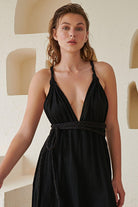 Muse Braided Straps Dress - Stunning and elegant dress with braided shoulder straps and flowing silhouette.
