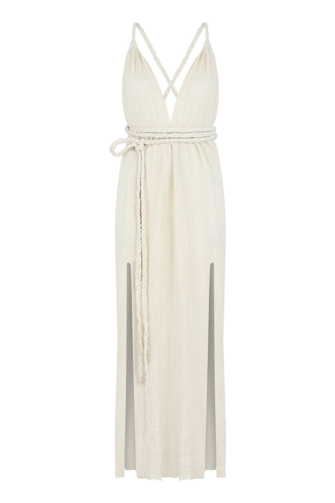 Muse Braided Straps Dress - Stunning and elegant dress with braided shoulder straps and flowing silhouette.