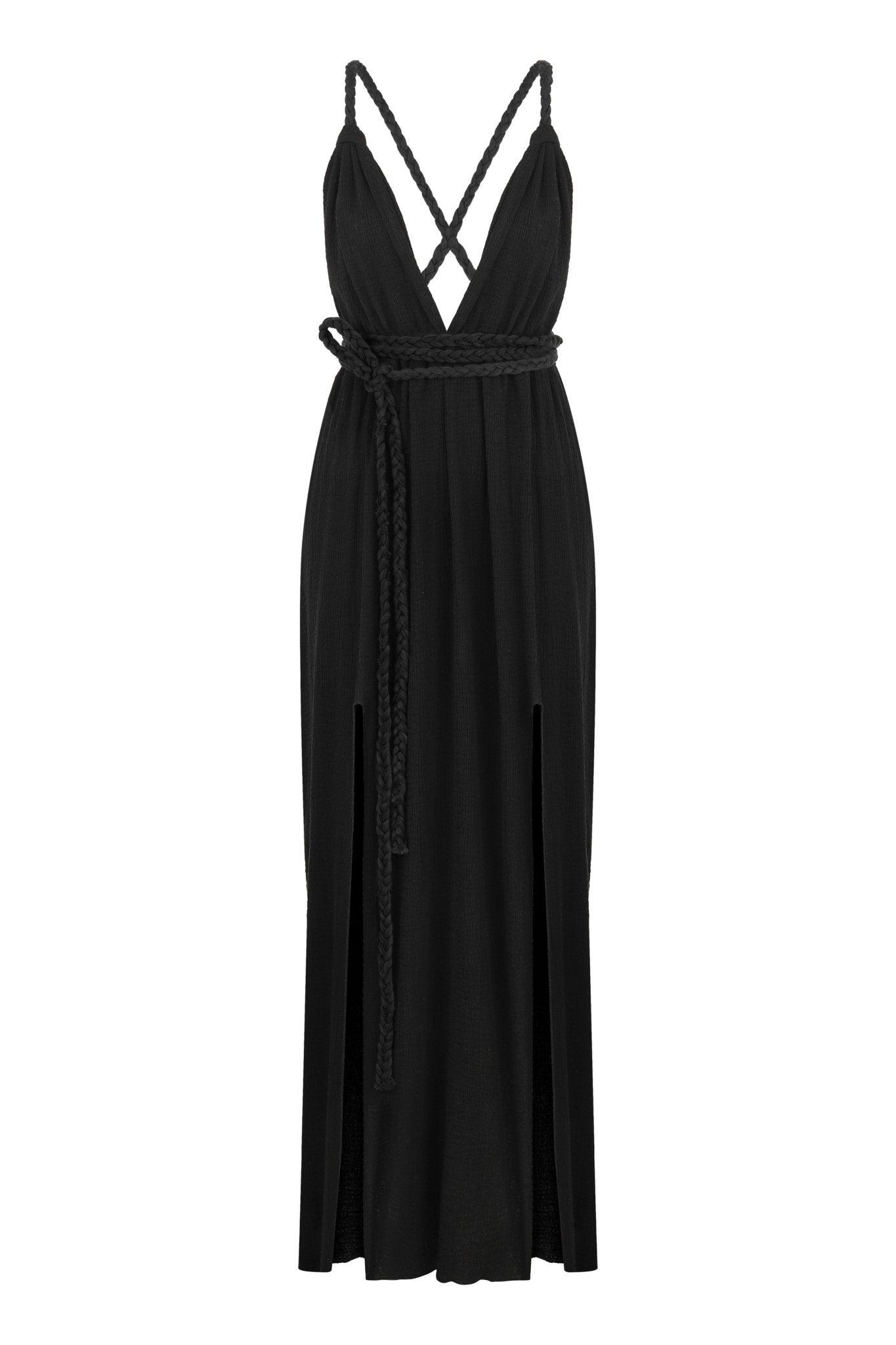 Muse Braided Straps Dress - Stunning and elegant dress with braided shoulder straps and flowing silhouette.