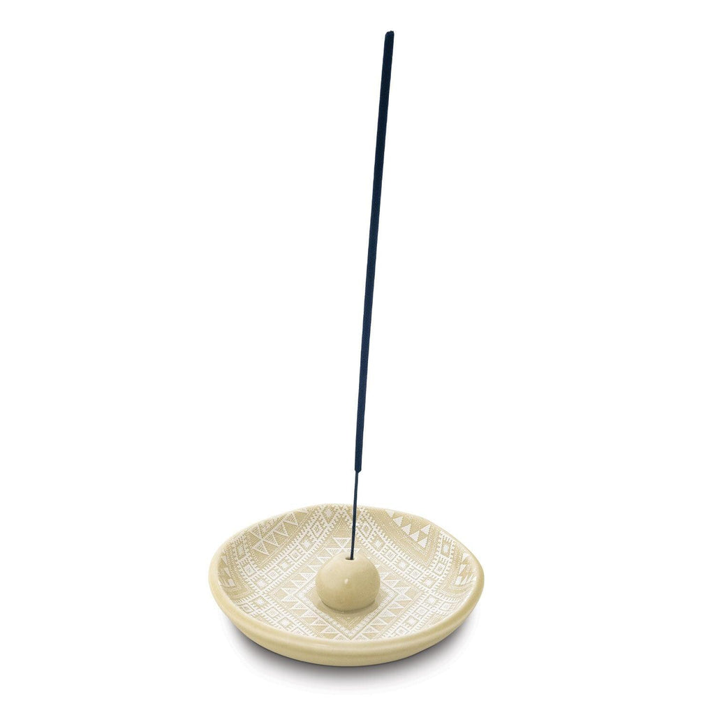 White Citronella Incense Holder, an elegant ceramic burner placed on a soft background, perfect for securely holding incense sticks.