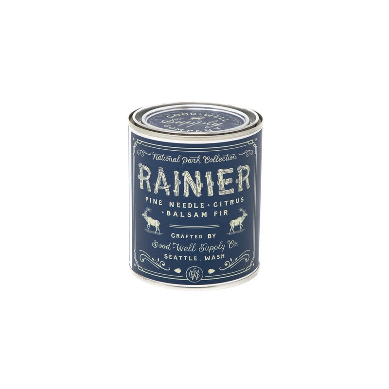 Rainier Soy Candle in sustainable packaging, diffusing a refreshing scent evocative of the tranquil mountain air.