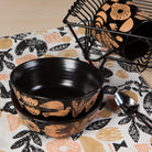 Myth Stoneware Bowl - Scandi-inspired 6-inch bowl with ancient symbol imprints and horizontal ridged detail.