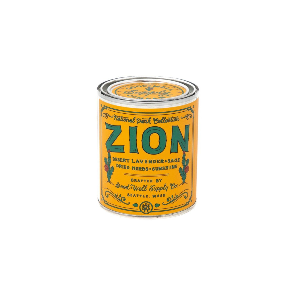 Zion Soy Candle in sustainable packaging, diffusing a striking, earthy scent reminiscent of the unique desert park.